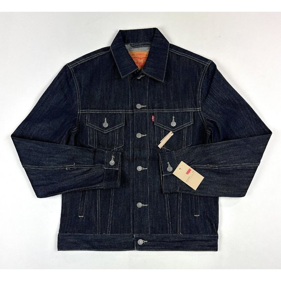 Levi's Other - Levis Mens Medium Dark Wash Blue Denim Jean Trucker Jacket Standard Waterless